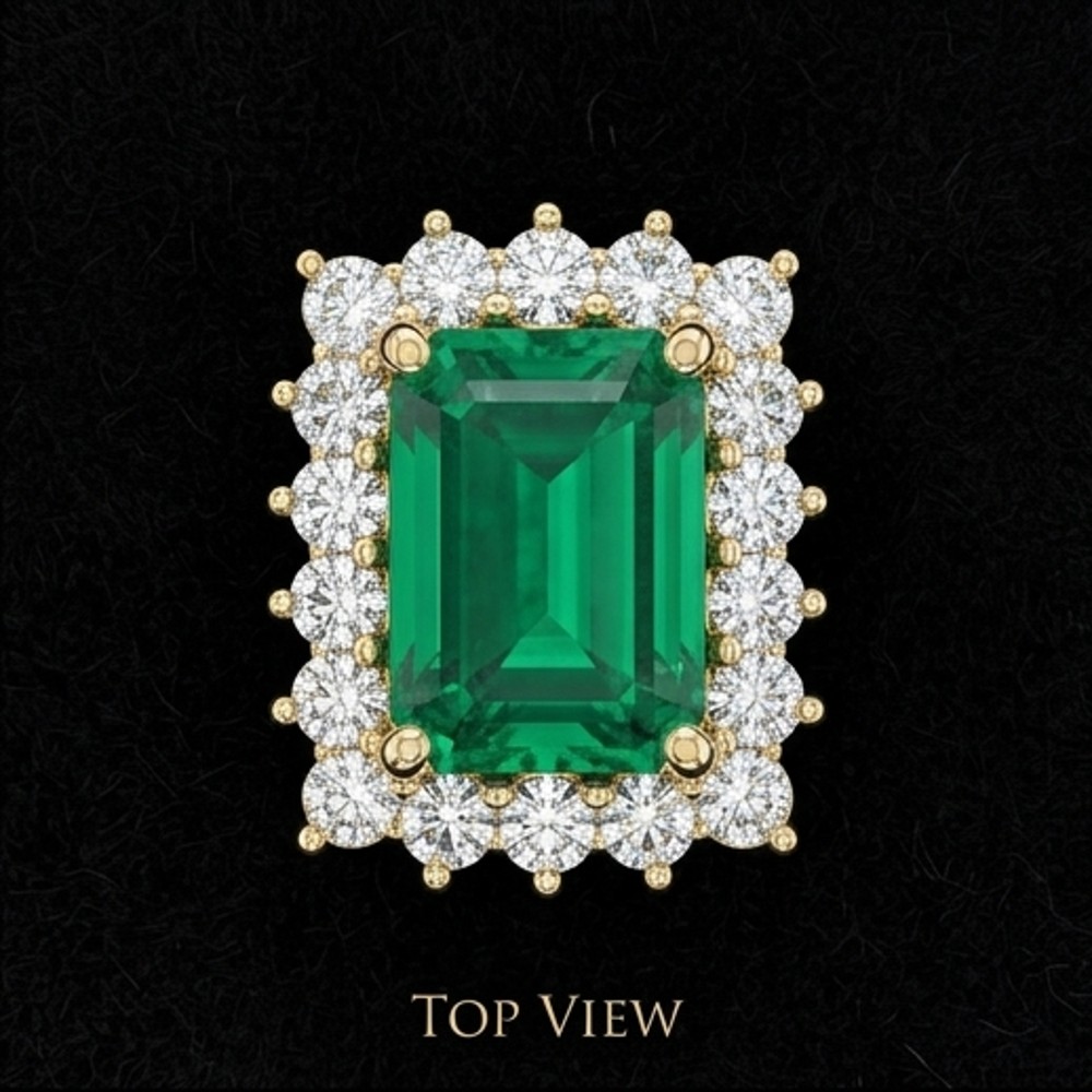 Emerald-Cut Emerald Halo Stud Earrings In 18K Yellow Gold (2.0 Ct. Emerald + 0.70 Ct. tw. Diamond) – Earrings by Ivanka & Co